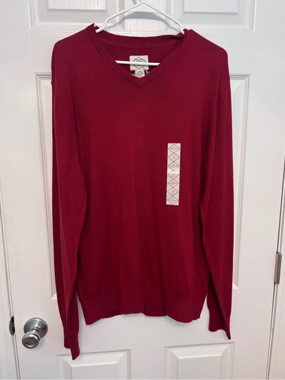 St. John's Bay Men's V-Neck Sweater - Burgundy Red